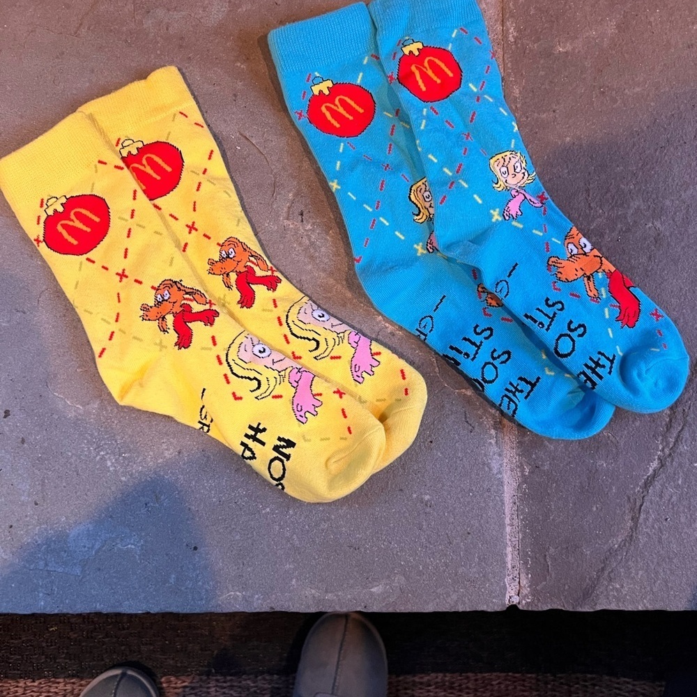 McDonald's Playful Yellow and Blue Socks Set of 2 New
